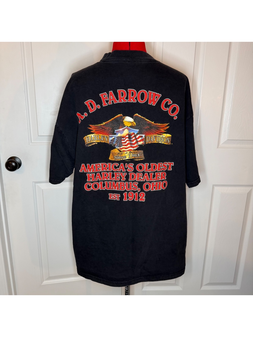 Vintage Harley Davidson A.D. Farrow Black Short Sleeve Pocket Tee Men’s XXL